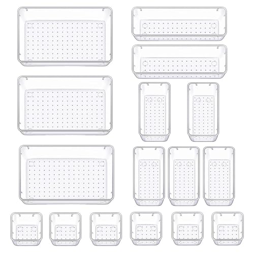 16-Pack Drawer Organizer Set - Versatile Storage Trays for Home & Office