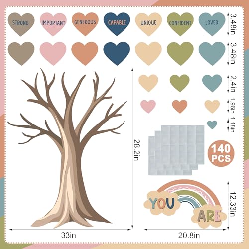 99 Pcs Boho Heart Tree Classroom Bulletin Board Decor Set