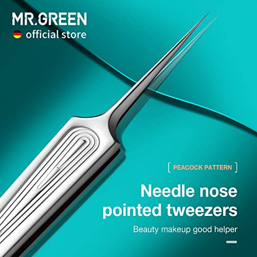 MR.GREEN Pointed Tip Tweezers for Ingrown Hair & Eyebrows