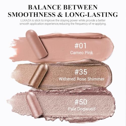 LUXAZA Cream Eyeshadow Stick Set, 3-Piece Long-Lasting Neutral Makeup Kit