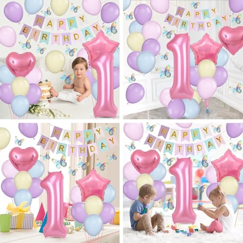 Pastel Macaron 1st Birthday Decoration Set for Girls