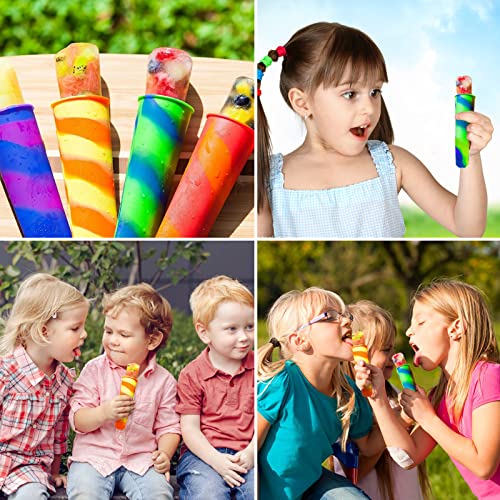 6pcs Reusable Silicone Popsicle Molds with Lids for DIY Treats