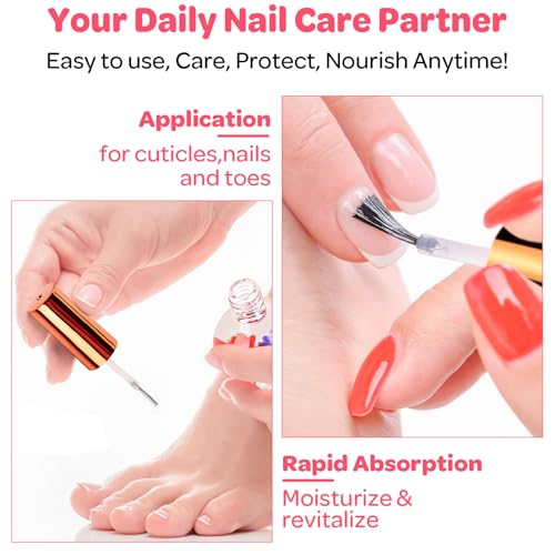 JIASHENG Rose Cuticle Oil with Real Flowers - 15ml Hydrating Nail Oil