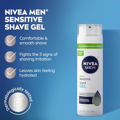 NIVEA MEN Sensitive Shave Gel - Alcohol-Free, 3-Pack, 7 oz