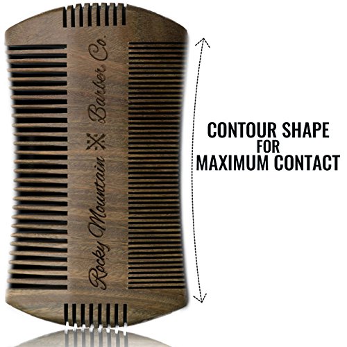 Sandalwood Beard Comb with Carrying Case - Wide & Fine Tooth Natural Hair Grooming Tool