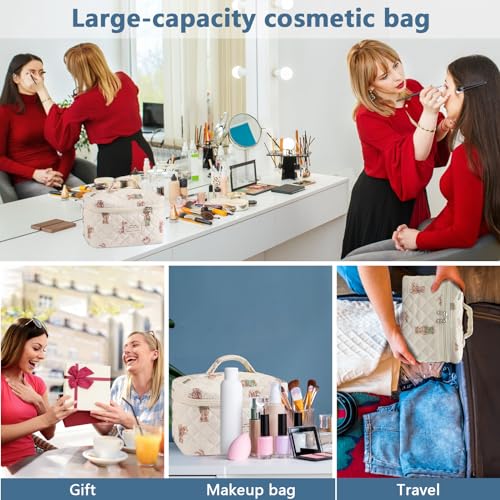 Gosect Large Floral Makeup Bag 018Bear - Travel Organizer