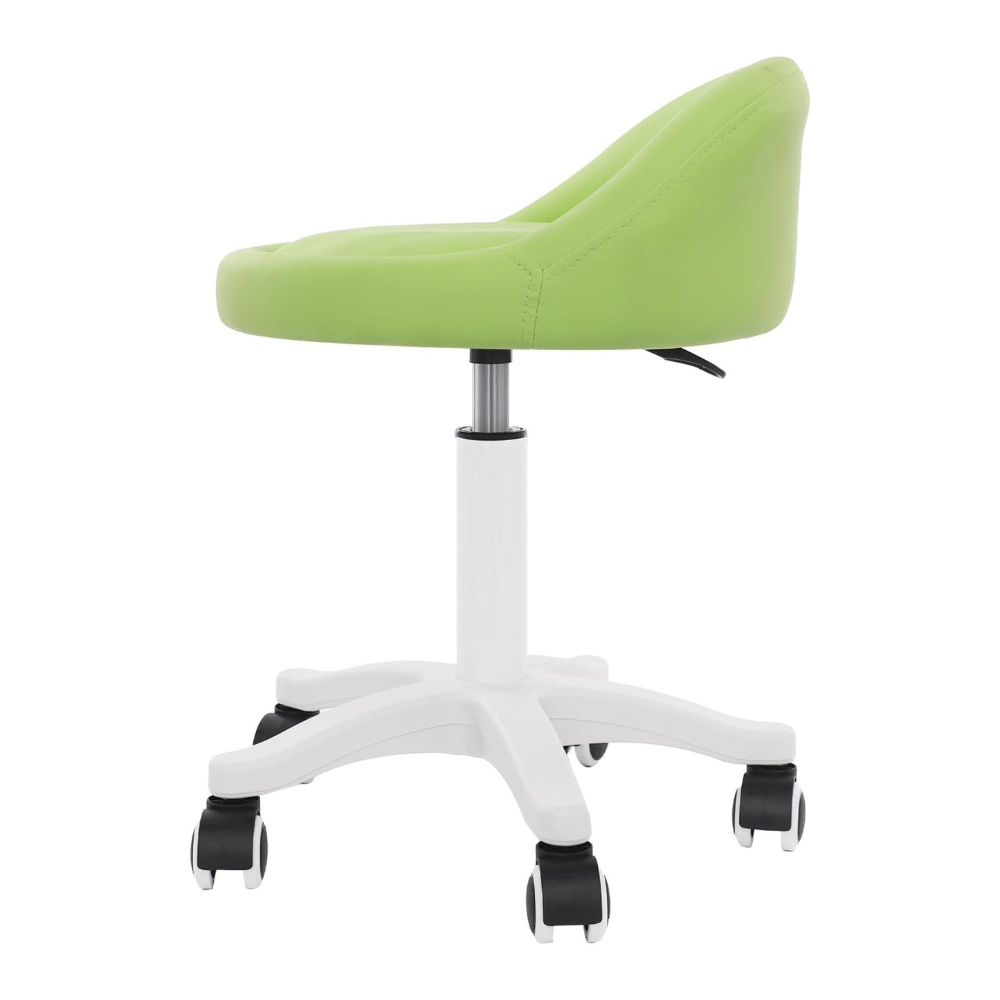 Titunjian Rolling Stool Chair with Backrest Round PU Leather Swivel Salon Stool Adjustable Height Drafting Tattoo Office Chair for Spa Salon Tattoo Massage Dental Office (Green)