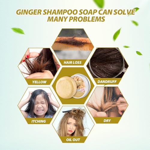 Starhig Ginger Hair Regrowth Shampoo Bar - Natural 3 Pcs for All Hair Types