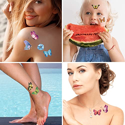 100 Pcs Colorful Waterproof Butterfly Temporary Tattoos for Kids