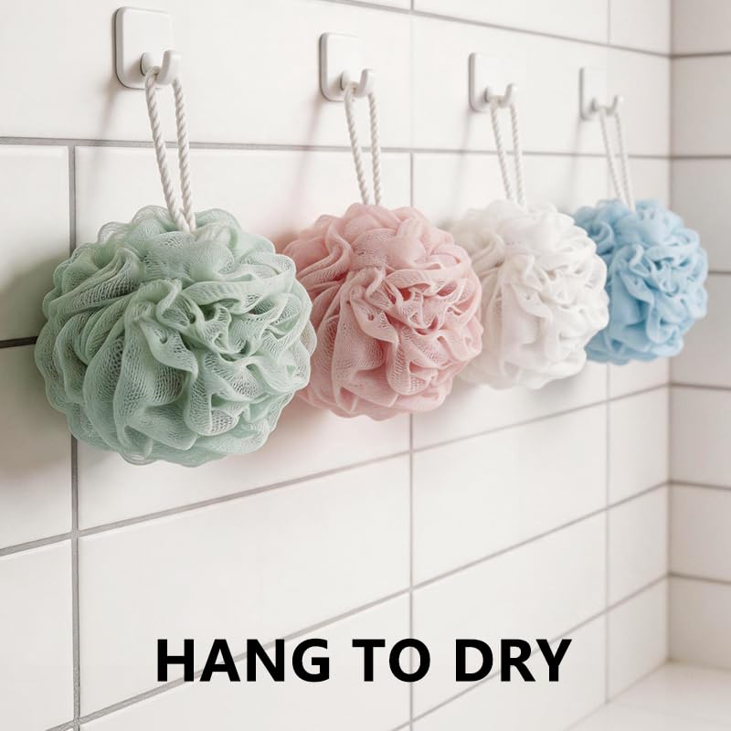 Soft Mesh Bath Loofah Sponge Set - 4 Pack for Gentle Exfoliation
