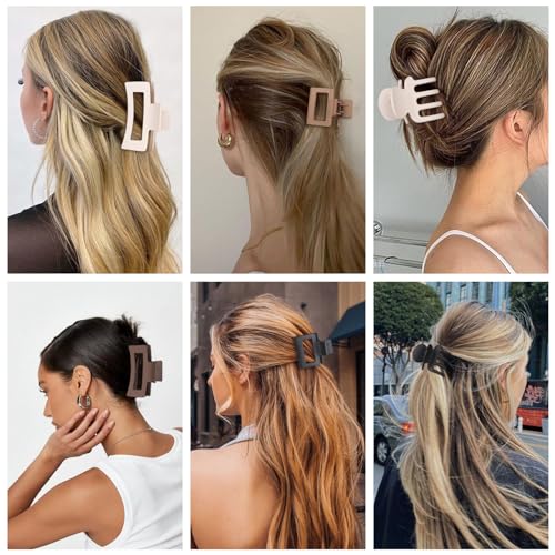 SMKSL 12 Pcs Hair Clips for Women 3 Styles Small Medium Large Claw Clips for Thin Thick Curly Hair, Strong Hold & Non-Slip Hair Clips, Stylish Matte Hair Accessories Ideal Gifts for Women (Brown)