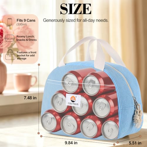 CaCTOUR Insulated Lunch Bag for Women - Cute Corduroy Tote