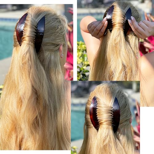 Camila Paris CP2430/2 French Tortoise Shell Hair Combs for Elegant Updos, Strong Hold French Twist Hair Accessories for Women