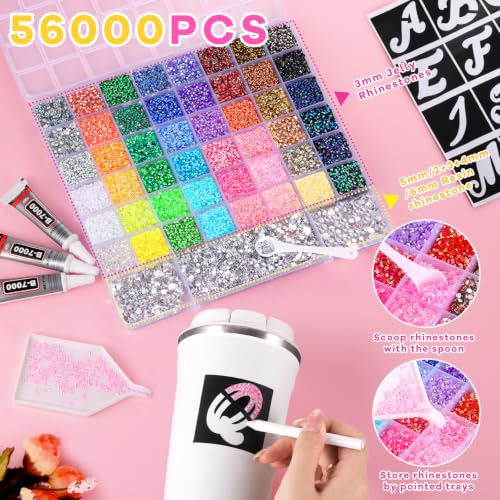 Zefy 56000 Pcs 3mm Resin Rhinestones Bedazzler Kit with Stencils