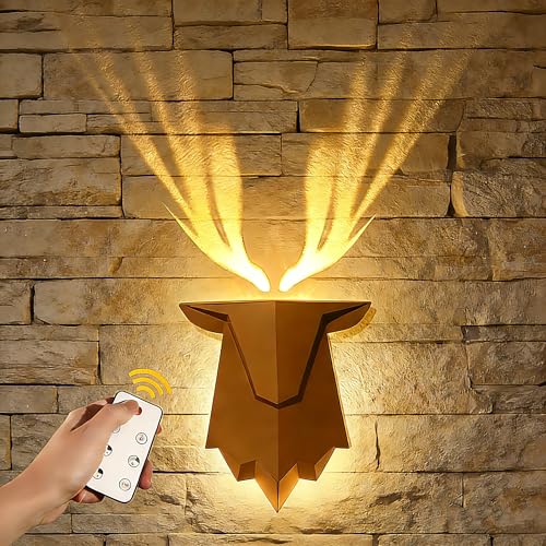 Deer Night Light with Remote Control - Dimmable Antler Sconce