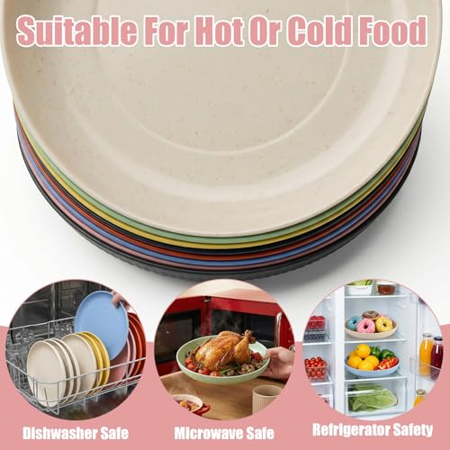 8-Pack Unbreakable Wheat Straw Dinner Plates - 8.7-Inch, Eco-Friendly