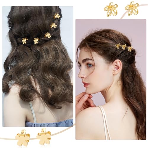 CWJCYTNSN Gold Flower Claw Hair Clips 12Pcs 0.6" Mini Nonslip for Thick or Fine Hair - Variation: Gold flower