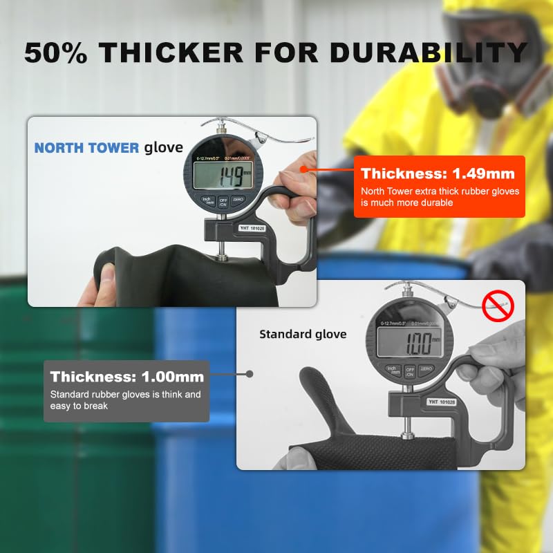 Heavy-Duty Latex Chemical Resistant Gloves - 14" Reusable