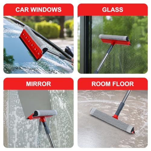 Bryquelin 2-in-1 Window Squeegee with Adjustable 19-37" Handle