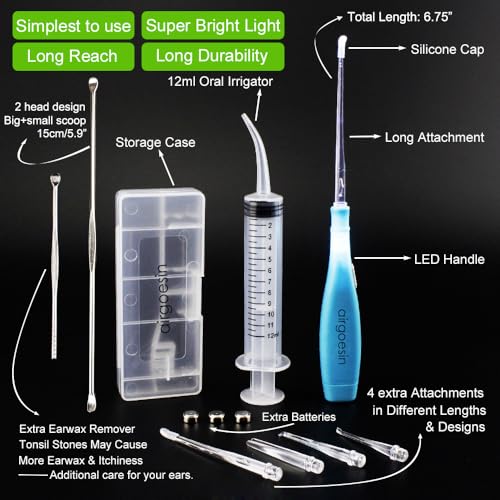Airgoesin LED Tonsil Stone Remover Tool with Cleaning Syringe
