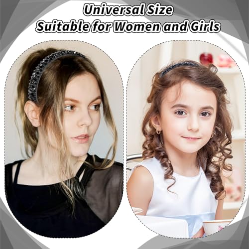 Black Crystal Rhinestone Headband for Women - Sparkly Hair Accessory