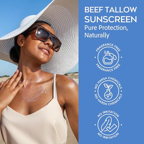 Beef Tallow Sunscreen SPF 50 - Hypoallergenic Face Sunscreen 2 OZ