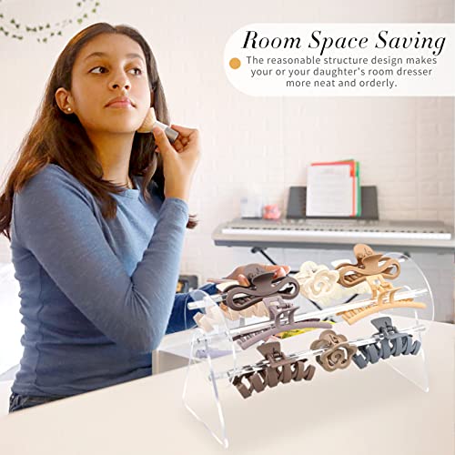 SNOWSTAR Acrylic Claw Clip Organizer, 360-Degree Rotating Display Stand
