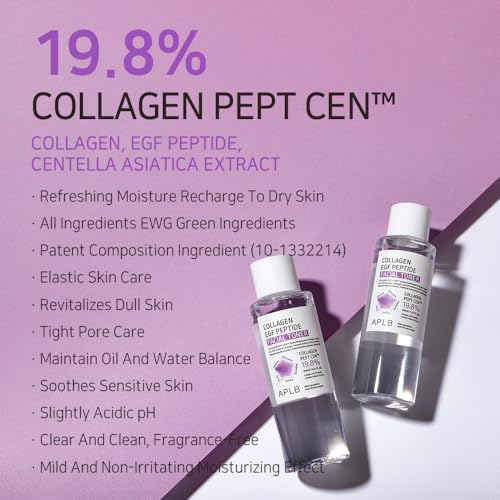 APLBCollagen EGF Peptide Toner - 19.8% Collagen + Centella Complex for Elasticity