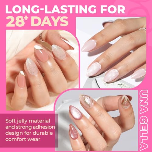 UNA GELLA Short Almond Nail Tips: 504PCS Short Fake Nails Soft Press On Gel Nail Tips Pre Shaped Almond Shape Home Nail Extension Full Cover, 12 Sizes Acrylic Gelly Tips