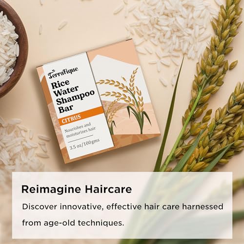 TERRAFIQUE Rice Water Shampoo Bar 3-Pack - Moisturizing Hair Growth Soap