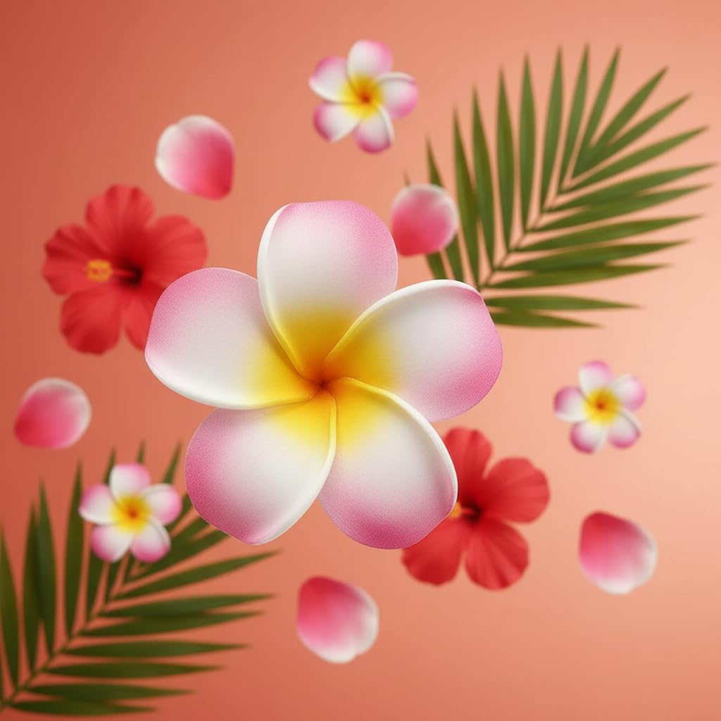 Hawaiian Frangipani Foam Hair Clips - 4 Pcs White & Pink Floral Accessories | Party & Beach Use
