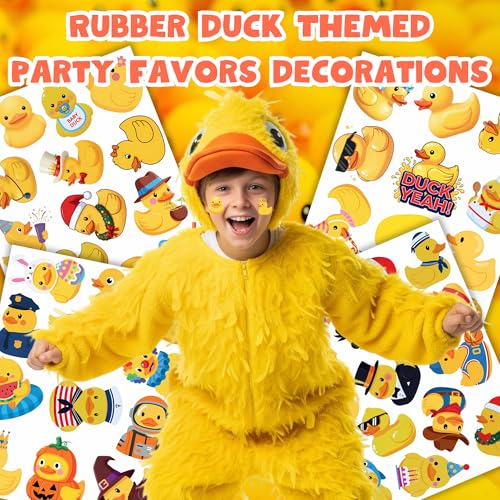52 PCS Rubber Duck Temporary Tattoos - Kids Party Favors