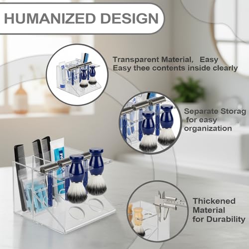 Shaving Brush and Razor Stand - Scratch-Resistant Holder for Men