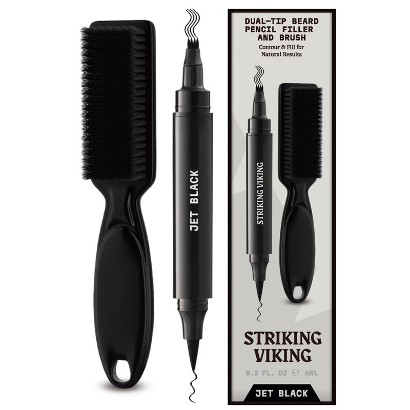 Viking Beard Pen - Jet Black Temporary Beard Dye Pencil | Waterproof, Long-Lasting Touch-Up Tool