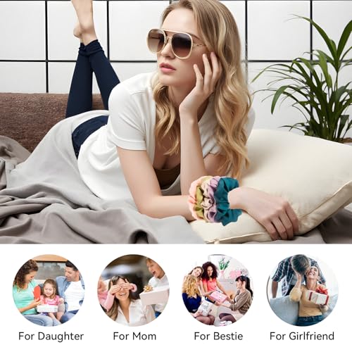 Mulberry Silk Hair Ties - 5Pcs No Crease Scrunchies for All Hair Types