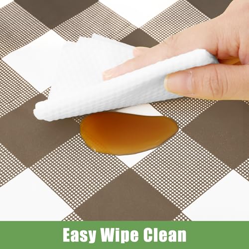 Smiry 3 Pack Brown Gingham Disposable Tablecloths - 54" x 108" Waterproof Covers for Parties & Picnics