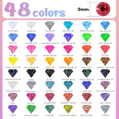 LOTWOW 70000 Pcs Bedazzling Kit with 48 Colors Rhinestones & Glue
