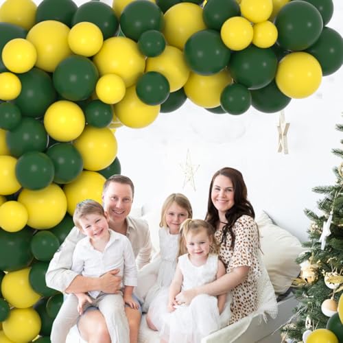 Retro Green Yellow Balloon Garland Kit - 122PCS for Parties