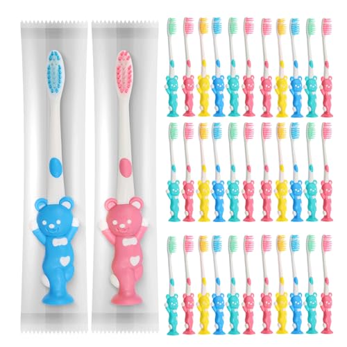 60pcs Kids Manual Toothbrushes - Soft Bristles, Individually Wrapped, 4 Colors