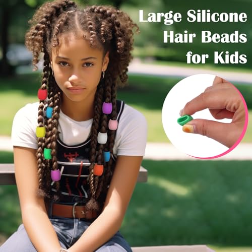 100 Pcs Silicone Hair Beads for Braids, Locs, and Dreadlocks Kit
