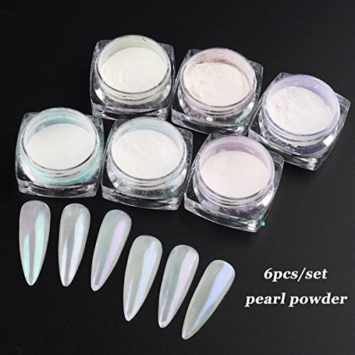 Aurora Chrome Nail Powder Set - 6 Colors Iridescent Glitter