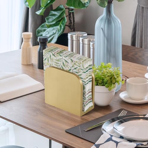 ALELION Wooden Napkin Holder - Elegant Gold U-Shaped Design