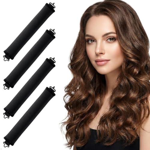 Liedrg Deep Black Heatless Hair Curlers Set - No-Heat Satin Velvet Overnight Curling Rods for All Hair Types