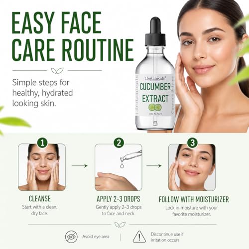 t.botanicals Cucumber Extract Liquid Glycerite 2 oz - Hydrating Skin Care Serum