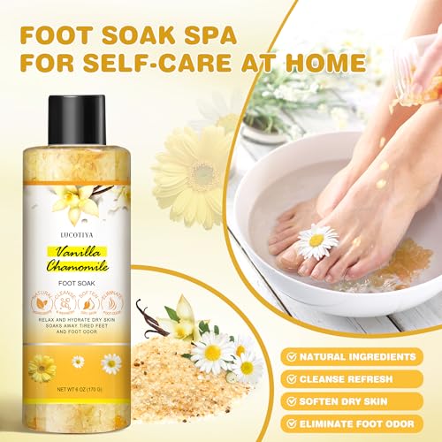 LUCOTIYA 4-Piece Vanilla Chamomile Pedicure Foot Care Set for Cracked Heels
