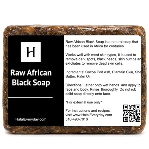 Raw African Black Soap with Shea Butter - Nourishing Skincare Bar, 1 lb