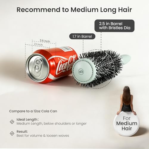 AIMIKE NaturaVol PLUS Extra Long Round Brush - 1.7" Barrel for Fast Blowouts