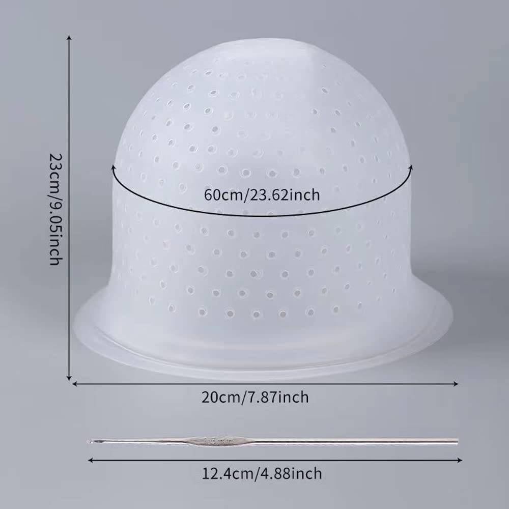 Highlight Cap - Reusable Silicone Hair Dye Cap with Open Holes | 2 Sets in White & Blue for Salon or Home Use