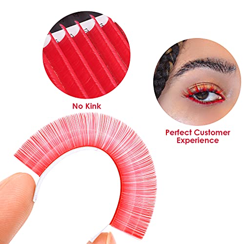 ACTROL Red Easy Fan Lash Extensions 0.07mm D Curl 9-16mm Mixed Length Tray