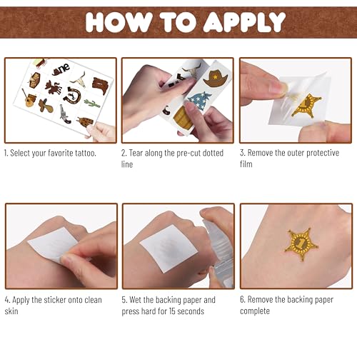 My First Rodeo Cowboy Temporary Tattoos for Kids - 60 Pack